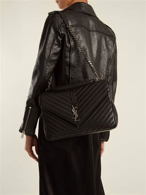 ysl college large in quilted leather|Saint Laurent College Large Flap YSL Shoulder Bag .